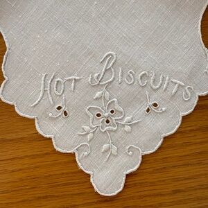 2 HAND EMBROIDERED BREAD BASKET LINERS